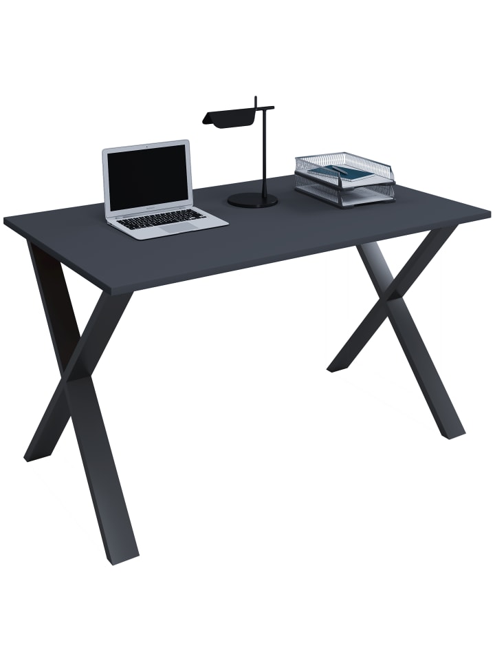 Schreibtisch Bürotisch Computertisch 110x50 Lona X in Schwarz / Anthrazit