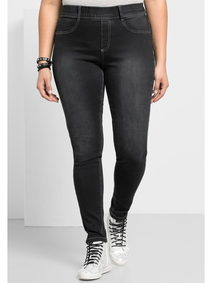 Jeans-Leggings in black denim