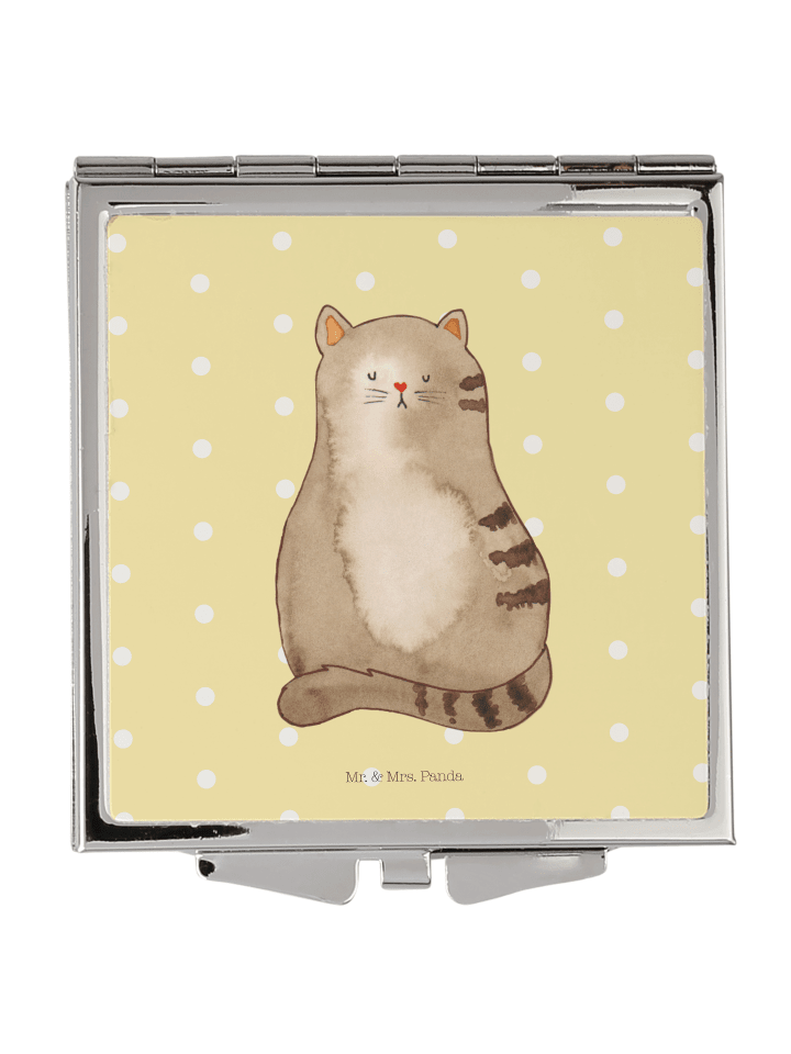 Schminkspiegel Katze Sitzen ohne Spruch in Gelb Pastell