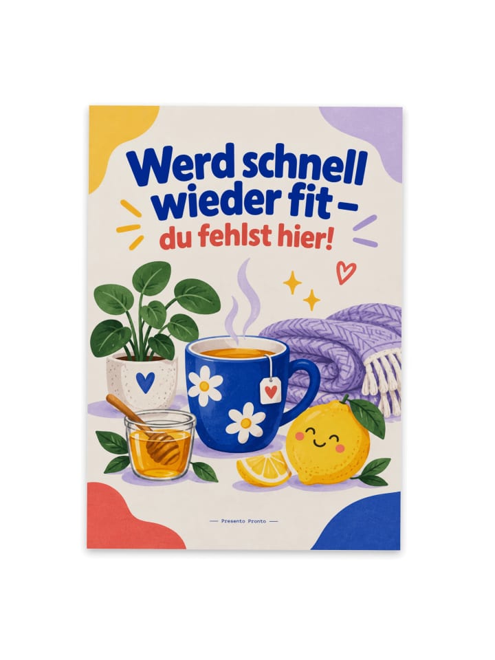 Postkarte Zitrone fröhlich Design mit Spruch in Weiß