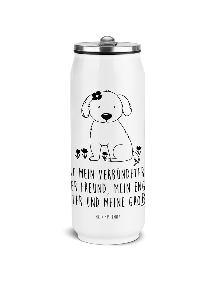 Trinkflasche Hund Dame mit Spruch in Weiß