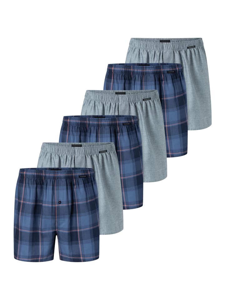 Boxershorts Web in Grau / hellblau / rot