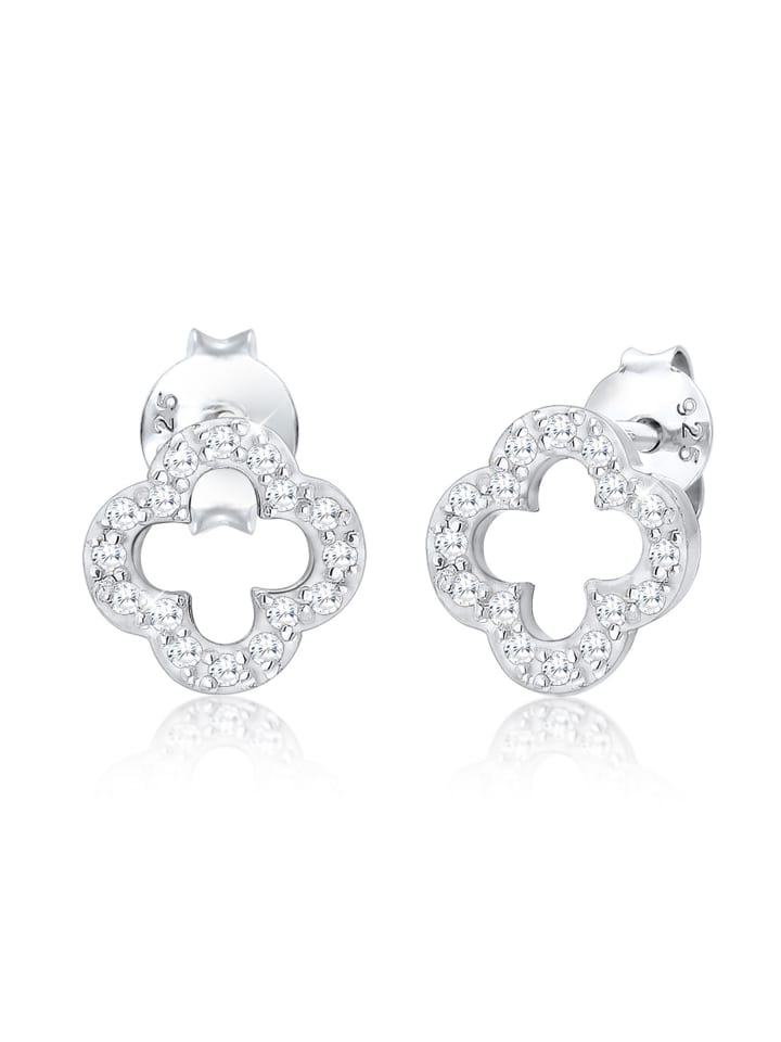 Ohrringe 925 Sterling Silber Kleeblatt in Silber