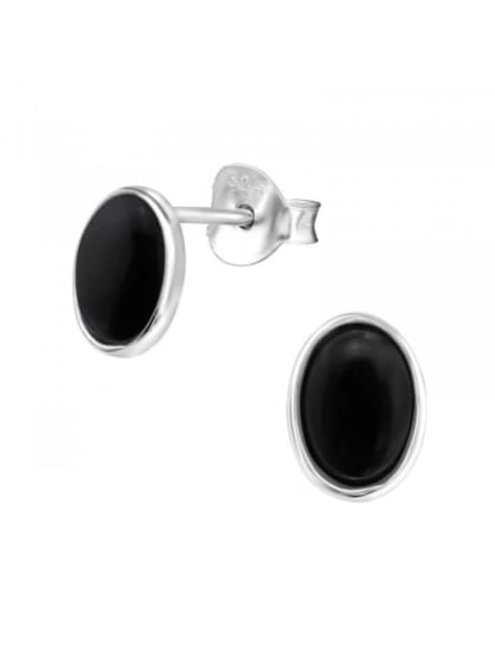 Ohrringe - Ohrstecker MUSCHELPERLMUTT schwarz in 925 Silber - 2-tlg.