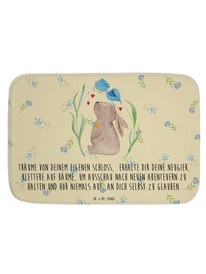 Badematte Hase Blume mit Spruch in Blumig