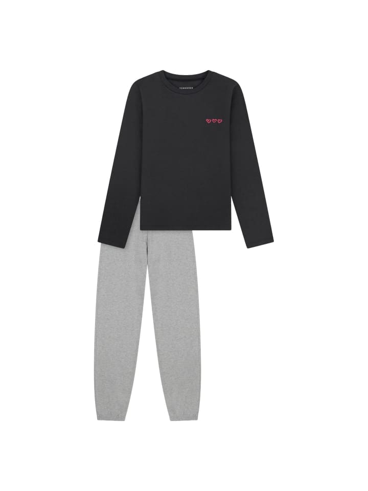 Pyjama in Schwarz/Grau