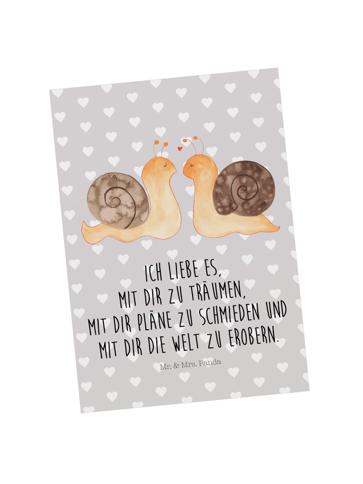 Postkarte Schnecken Liebe mit Spruch in Grau Pastell