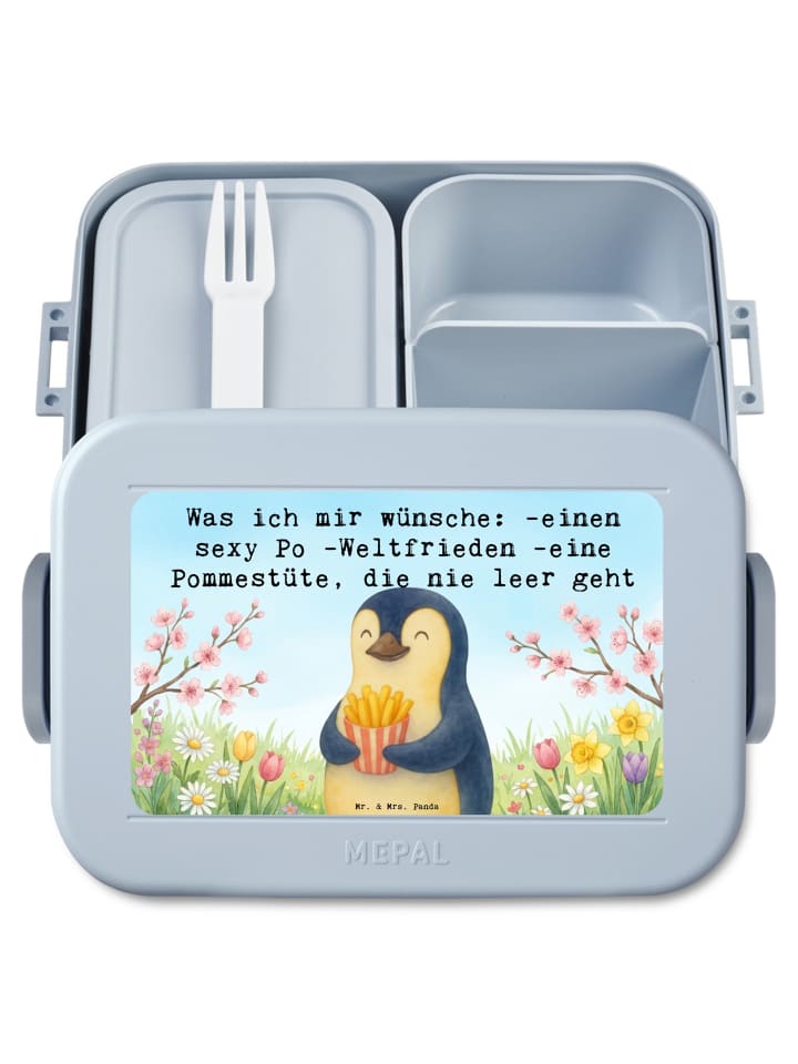 Frischhaltedose Pinguin Frühling Pommes Design ... in Blau Pastell
