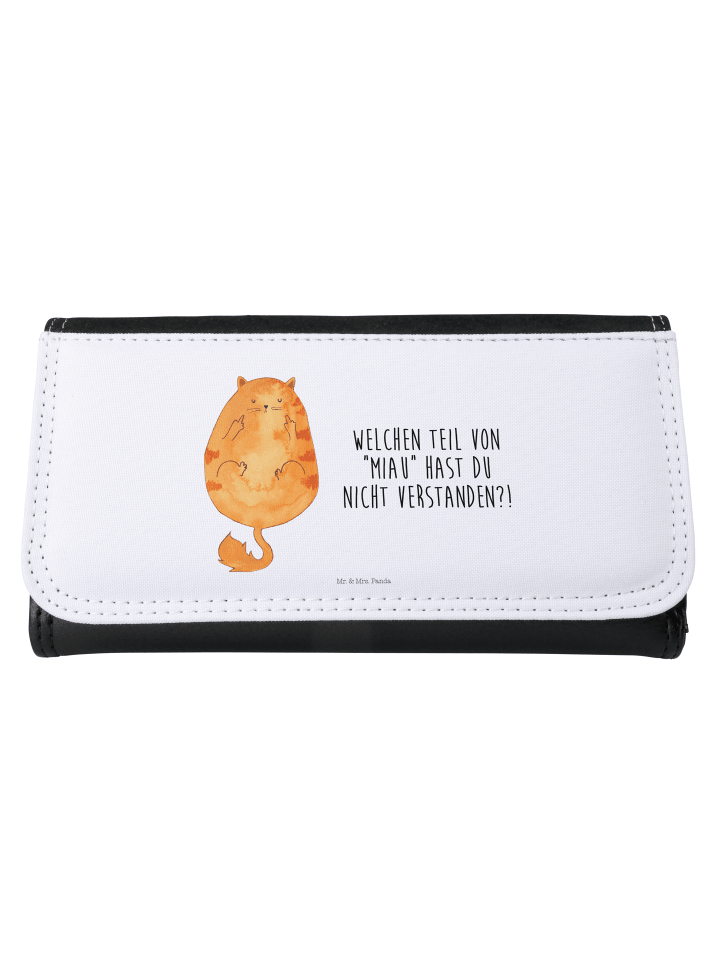 Portemonnaie Katze Mittelfinger mit Spruch in Weiß
