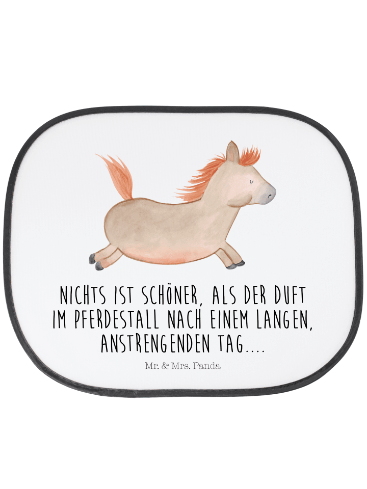 Sonnenschutz Autofenster Pferd Springen mit Spruch in Weiß