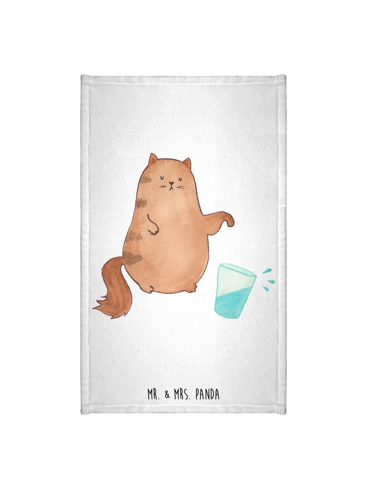 Handtuch Katze Wasserglas ohne Spruch in Weiß