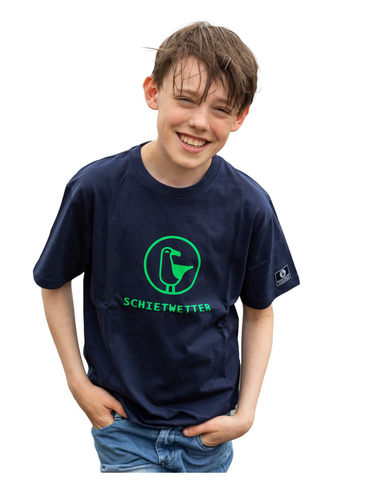 Kinder T-Shirt "Lou" in navy-neongreen