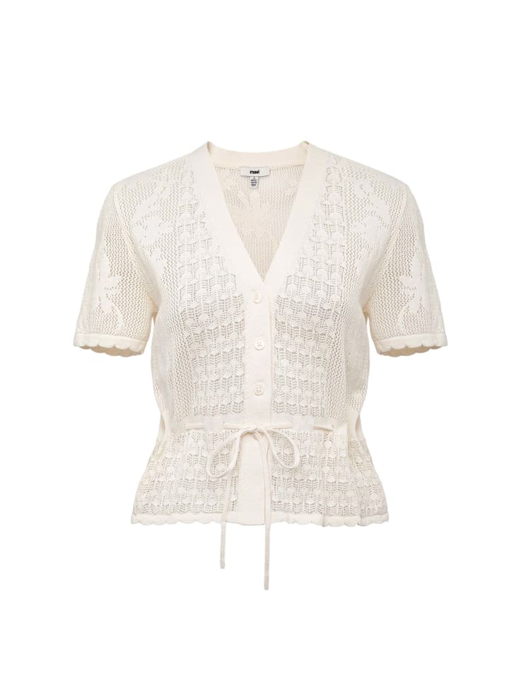 Strickjacke Short Sleeve in Antique White