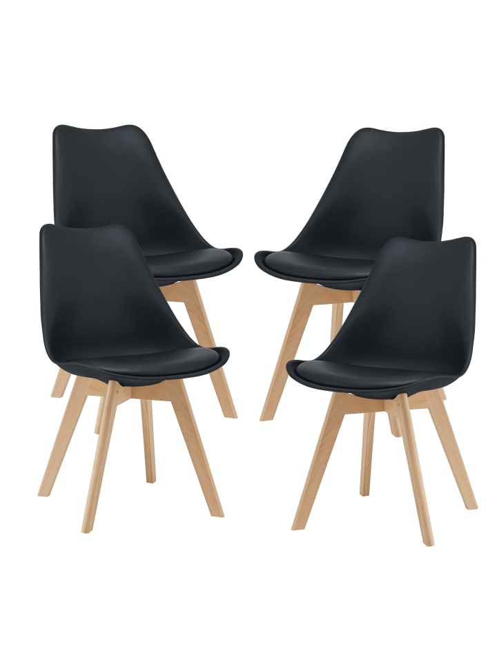 4er-Set Esszimmerstuhl Fläten in Schwarz (H)81cm (B)49cm (T)57cm