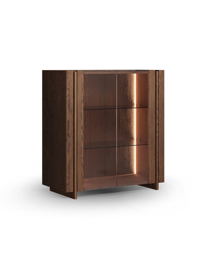 Vitrine Travertino Wildeiche Tabak 100 / 46 / 106cm