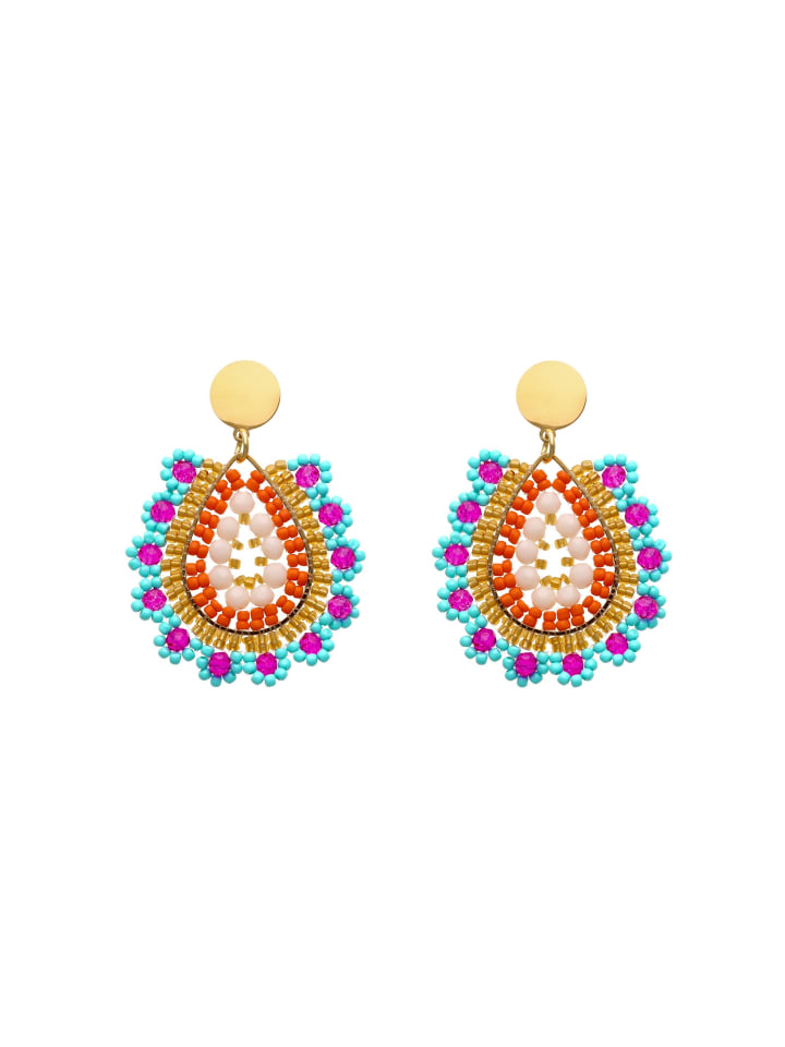 Women Earrings in Orange Multicolor