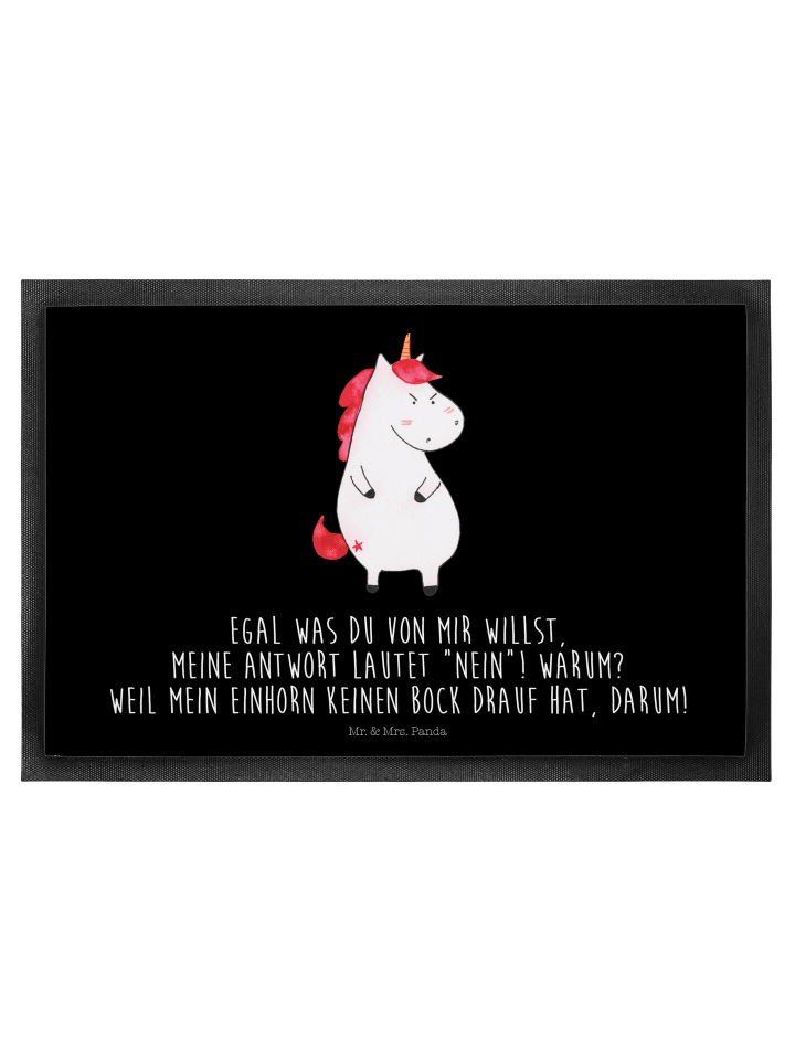 Schmutzmatte Einhorn Wut mit Spruch in Schwarz