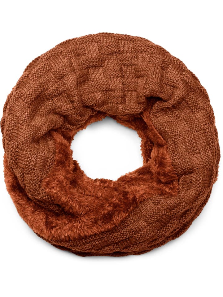 Feinstrick Loop Schal in Cognac