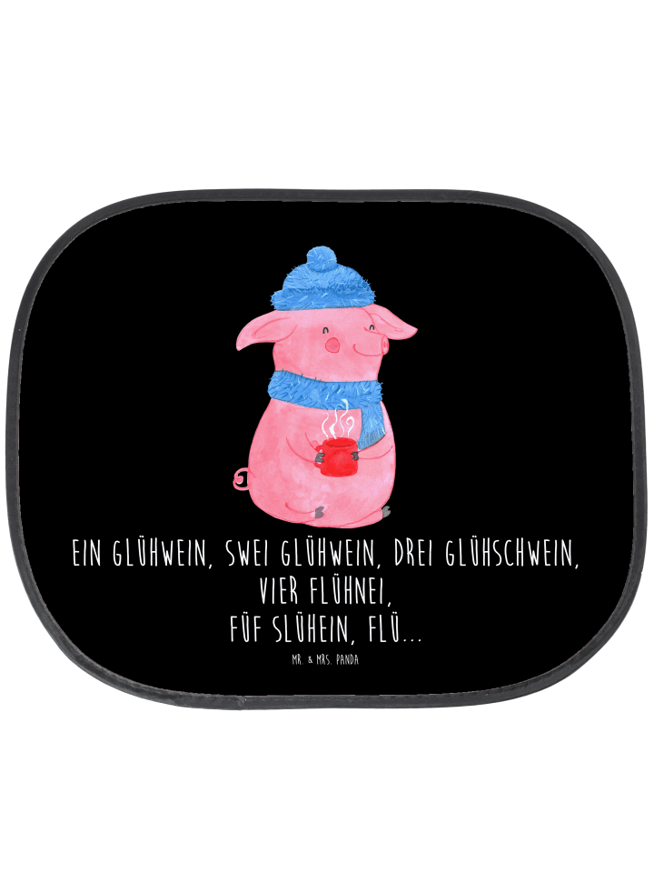 Sonnenschutz Auto Schweinchen Glühwein mit Spruch in Schwarz