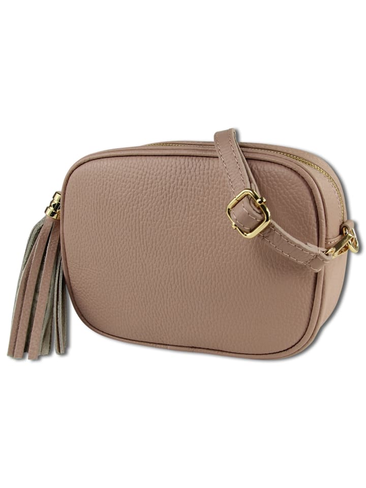 Leder Umhängetasche Toscanto Tasche rosa ca. 21cm