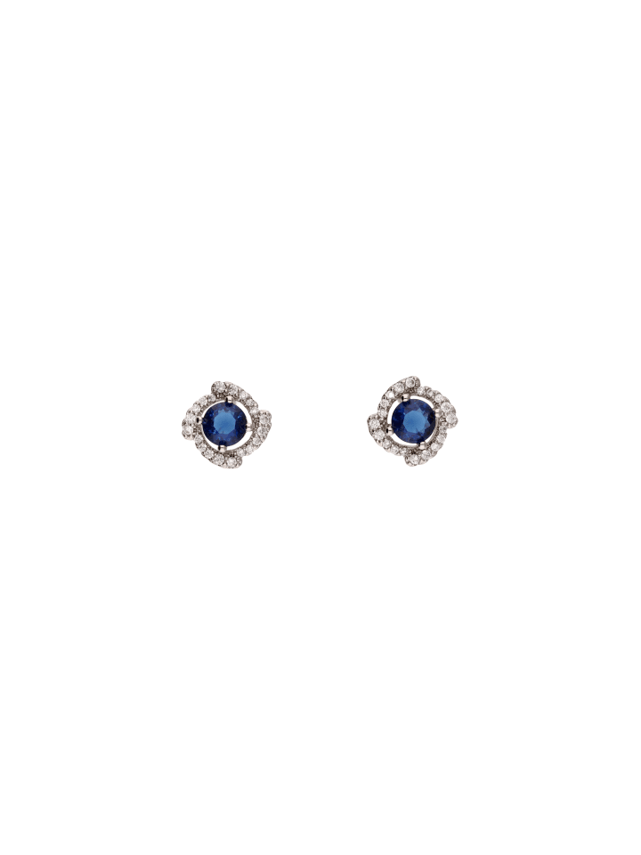 Women Stud Earrings in Silver Navy
