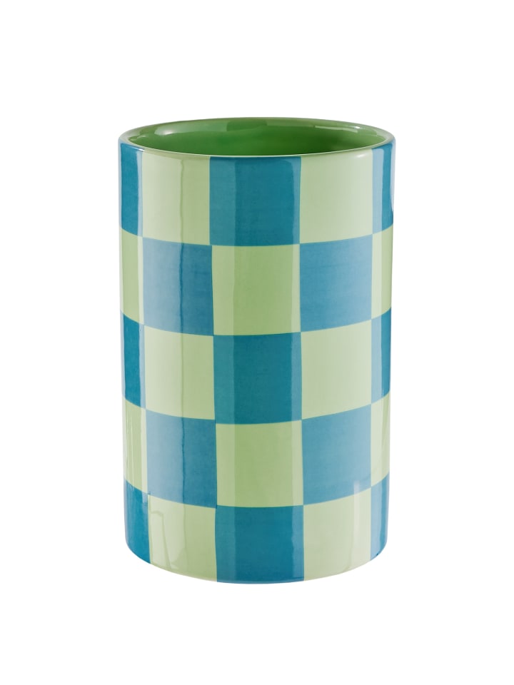 Butlers Vase CHECKER in Grün / Blau