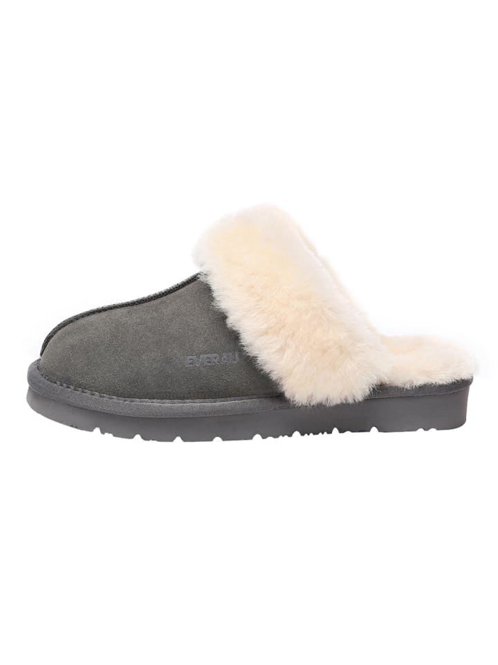 Leder Hausschuhe Raven in Grau