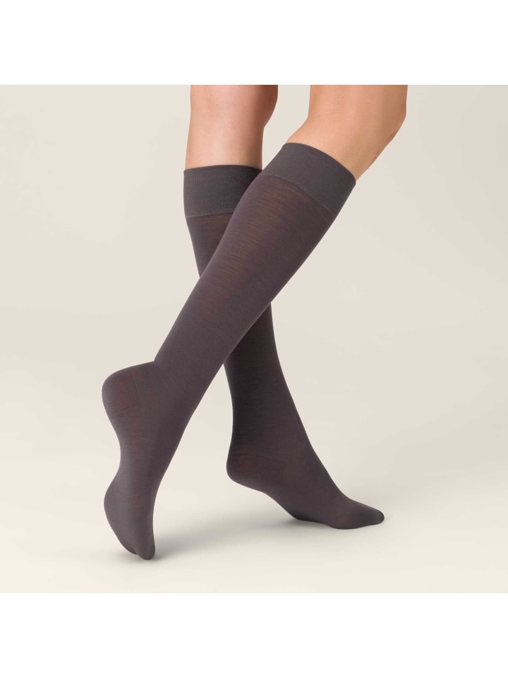 Kniestrümpfe Sensual Merino atmend in Antracite