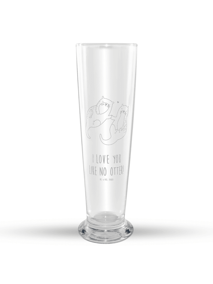 Bierglas Otter Hände halten mit Spruch in Transparent