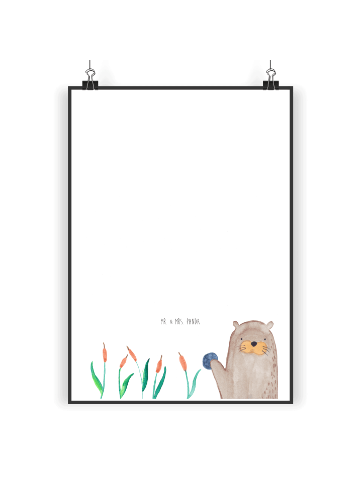 Poster Otter Stein ohne Spruch in Weiß