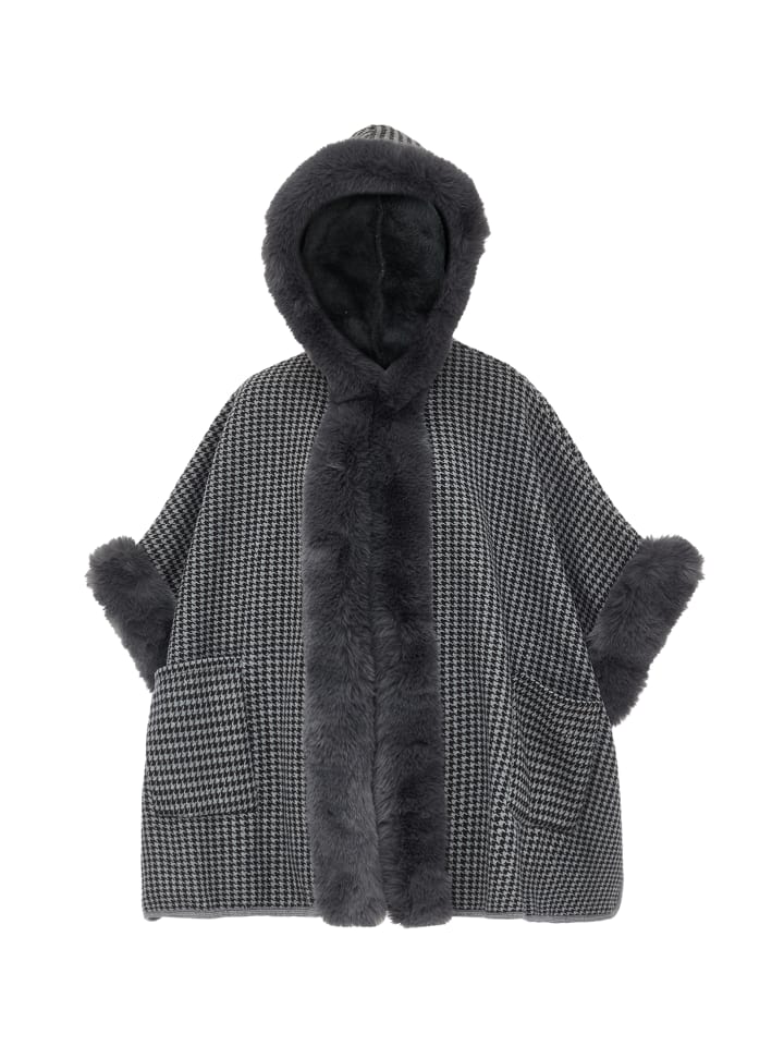 Damen Poncho in Dunkelgrau