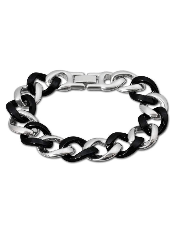 Armband Edelstahl, Keramik ca. 18,5cm ca. 1,5cm x 1,7cm (Gliedergröße) Panzer