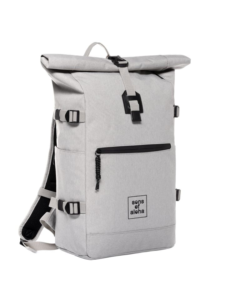 Rucksack XL RollTop Rucksack KANE erweiterbar| Laptop-Fach groß in weiß