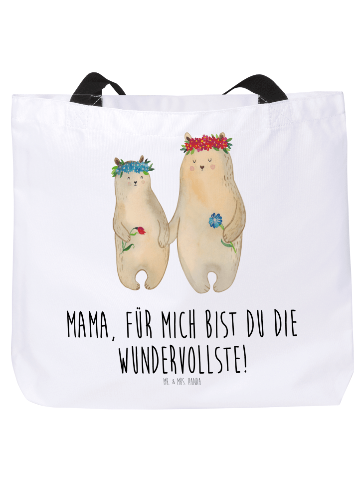 Shopper Bären mit Blumenkranz mit Spruch in Weiß