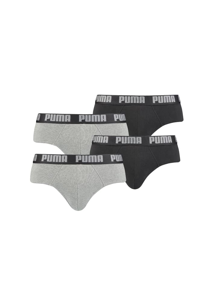 Boxershorts PUMA BASIC BRIEF 4P in 691 - dark grey melange / black