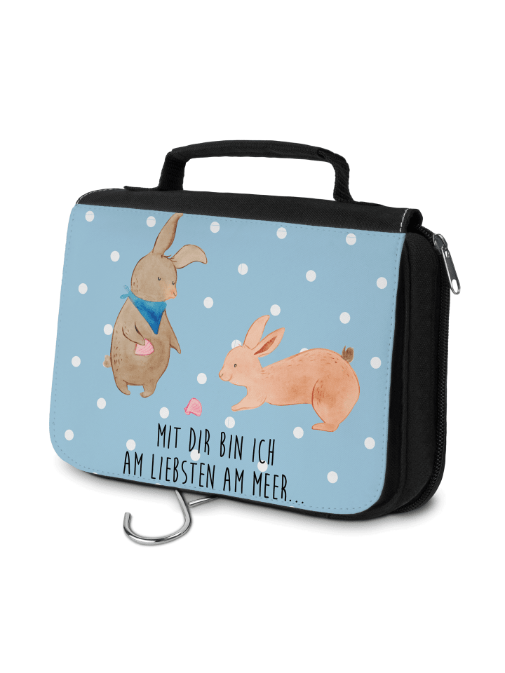 Make-Up Tasche Hasen Muschel mit Spruch in Blau Pastell