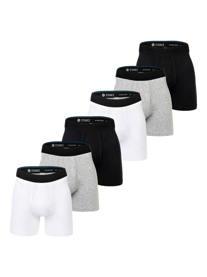 Boxershort 6er Pack in Schwarz/Weiß/Grau