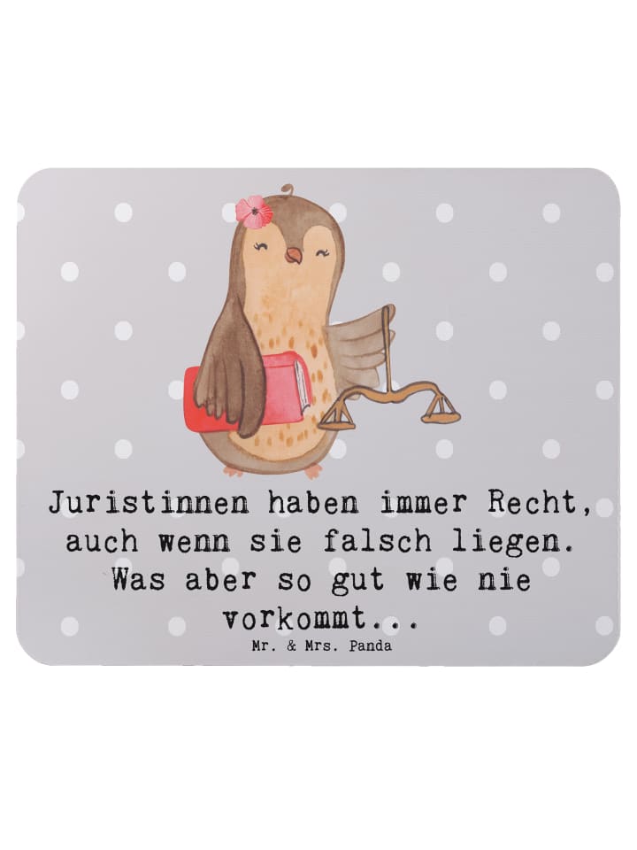Mouse Pad Juristin Recht mit Spruch in Grau Pastell