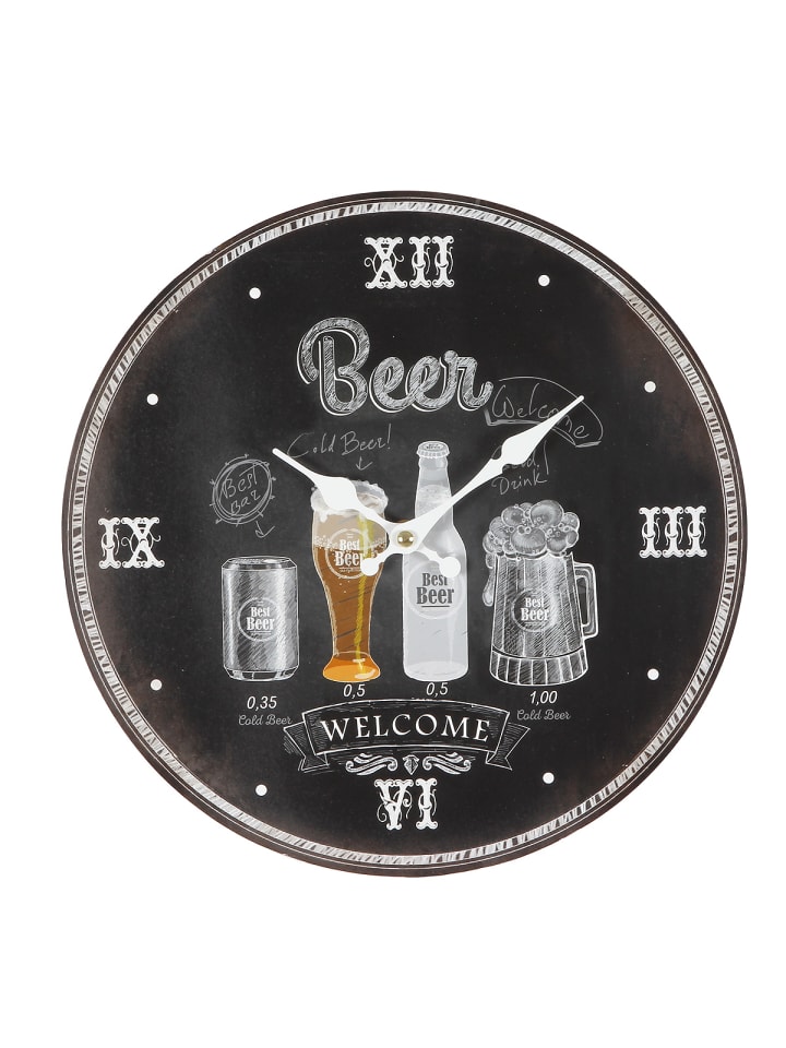 Ambiente Haus Wanduhr - Beer in Schwarz - 28 cm günstig kaufen | limango