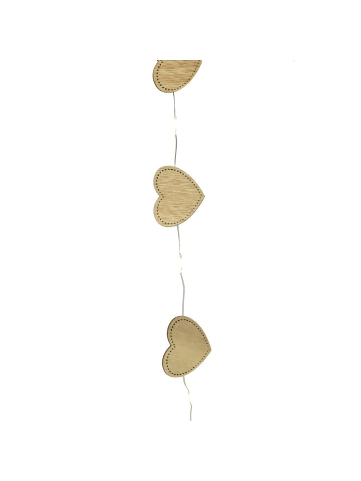 LED Lichterkette Herzen aus Holz L: 90cm in braun