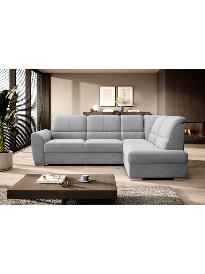 Silver Recamiere Rechts in Stone -  (L) 270 x (B) 270 x (H) 93 cm
