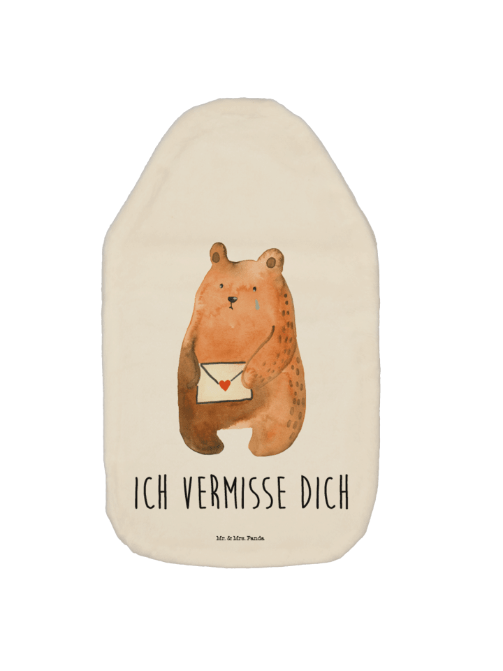 Warmflasche Bär Liebesbrief mit Spruch in Weiß