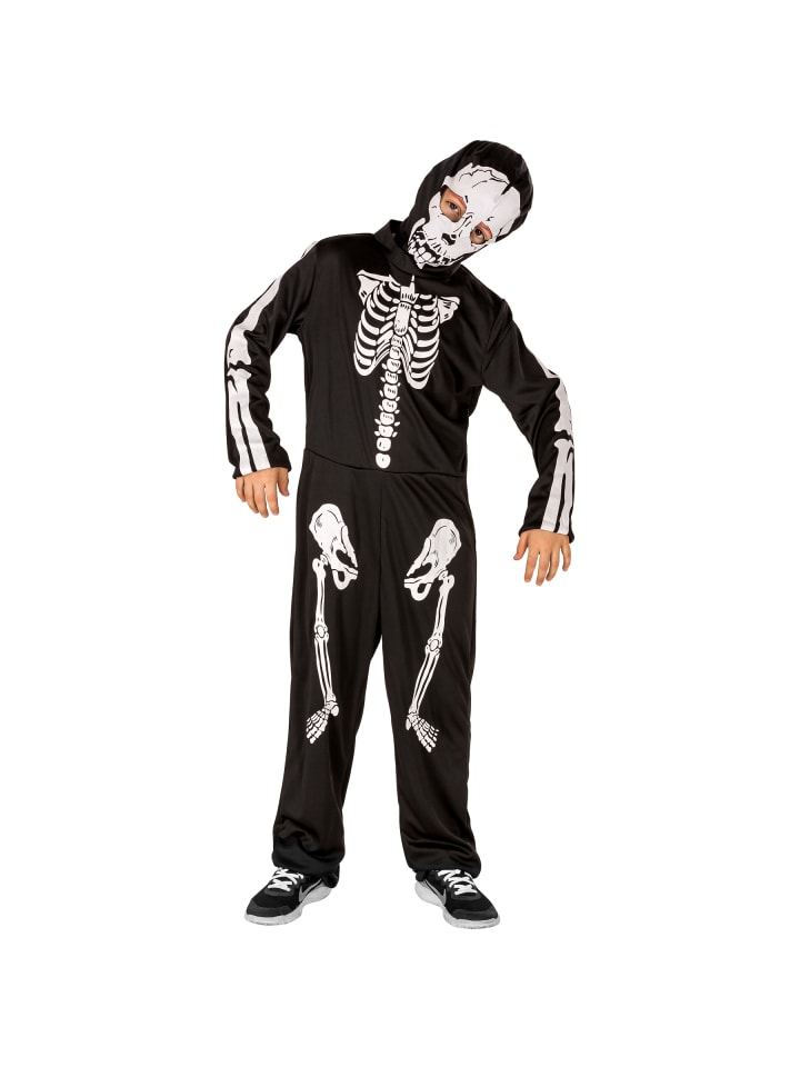 Skelettfigur, auch Knochenwesen, in schwarz, Gr. 152 (12-14 Jahre)