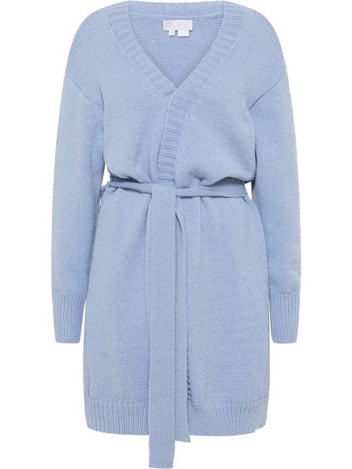 Damen Strick Long Cardigan in Blau