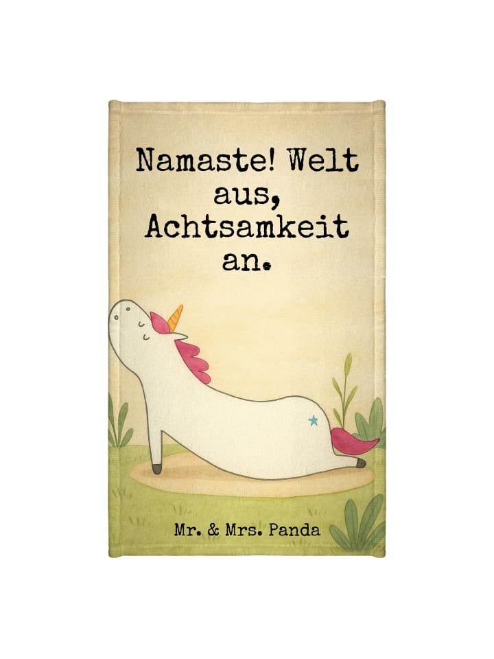 Handtuch Einhorn Yoga Design mit Spruch in Weiß