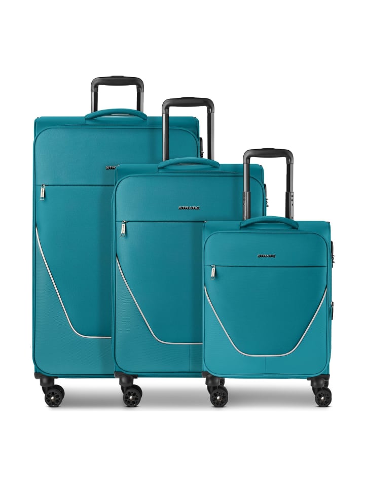 taska 4 Rollen Kofferset 3-teilig mit Dehnfalte ocean blue