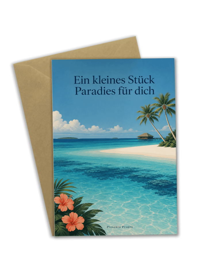 Glückwunschkarte Lagune elegant Design mit Spruch in Weiß