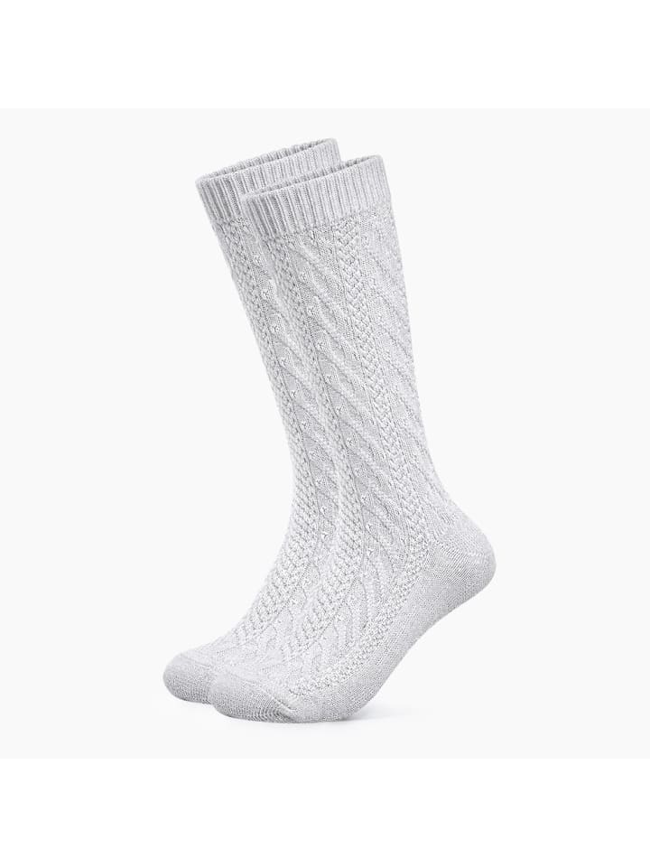 Lange Trachtensocken Bergdistel in Grau