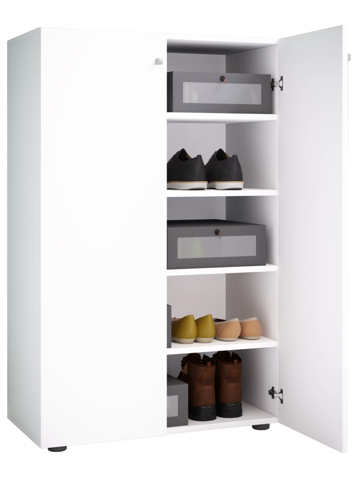XL Holz Großer Schuhschrank Schuhkommode Lona 5 in Weiß