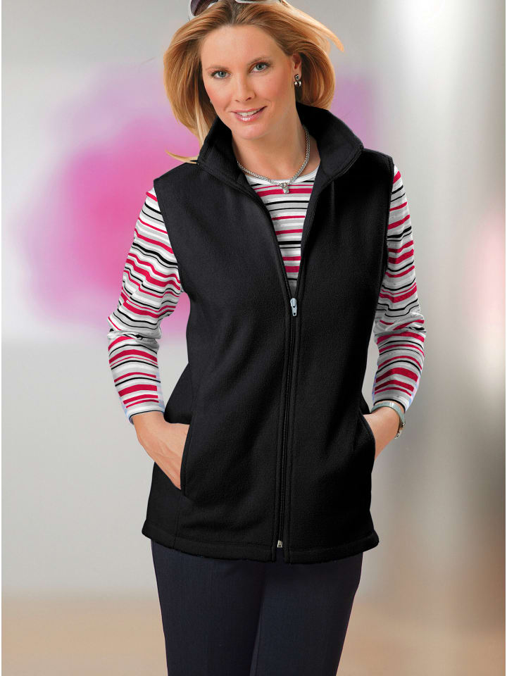Fleece-Weste in schwarz